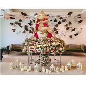 Mariage indien seigneur Ganesha danse Statue aspect bois FRP Ganesha Statue pour décoration danse Pose Ganesha pour mariage - Product Image 1
