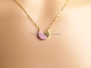 Collar de plata de ley 925 con gema turquesa, medio círculo, dorado, vermeil - Product Image 3