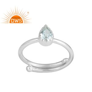Anillo de GEMA de Topacio Azul en forma de pera para mujer, joyería de plata de ley 925 sólida para fiesta, fabricante de joyería - Product Image 1