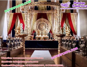 Mandap de Boda de Fibra Dorada con Temática Moderna y Lujosa, Exclusivo y Magnífico para Ceremonias, Portátil, AUSTRALIANO - Product Image 4