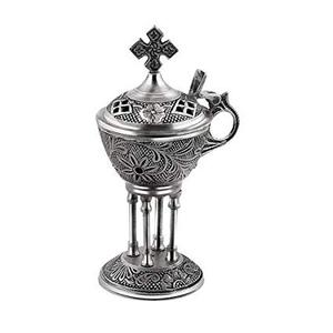 Thuribles en acier de style antique, en laiton moulé, décorés de gravures religieuses, finition polie, logo personnalisé imprimé pour souvenirs - Product Image 1