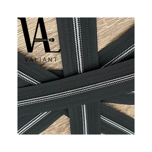 #3 Vacuum Metalizing nylon zipper contrast color stitches close end with high polish shiny sliver puller - Product Image 4
