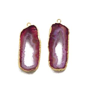 Connecteur de boucles d'oreilles en pierres précieuses plaquées or pour femmes composants Druzy pour la fabrication de paires de bijoux et de composants de bijoux - Product Image 1