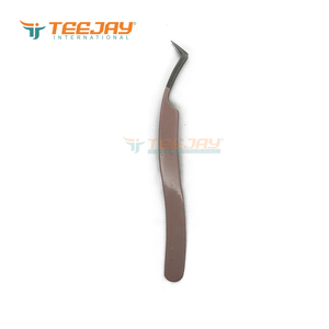 TEEJAY Baby Pink Powder Coated Stainless Steel Duck Shape 90 Degree Tweezer Smooth Tip Perfect Grip for Volume Eyelash - Product Image 6