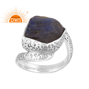 Handmade Design Most Popular Labradorite Gemstone <b>Oxidized</b> 925 Sterling Silver Textured Ring Jewelry Manufacturer - Product Image 1