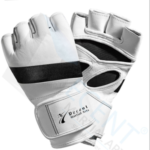 ถุงมือฝึกซ้อม MMA หนังพรีเมียม แบบครึ่งนิ้ว ปิดด้วยเวลโคร สีขาว สำหรับนักสู้ MMA มืออาชีพ - Product Image 1