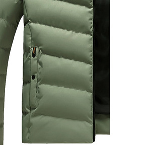KEVEN IMPEX <b>Men's</b> Reversible Puffer Jacket Wool Shell Cotton Filling 100% Silk Windproof Breathable Eco-Friendly Stand Front - Product Image 6