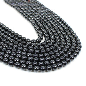 Pierres précieuses naturelles Onyx noires, perles rondes et lisses, fil de 3.5mm, fabrication de bijoux, livraison gratuite - Product Image 1