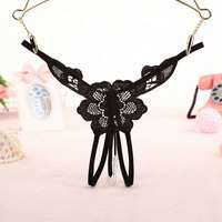 Celana dalam renda Satin wanita murah grosir Thong setengah selip seksi dengan kontrol cahaya & dekorasi lubang
