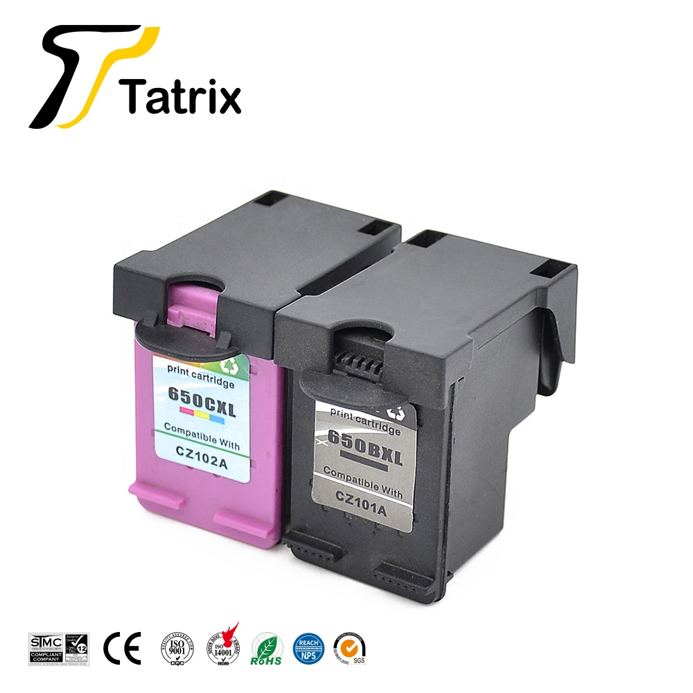 Tatrix 650XL Premium Remanufactured Color Inkjet 650XL Ink Cartridge for HP Ink Advantage 650 Deskjet 1015 4645 Printer, 650XL