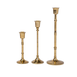 Lot de 3 bougeoirs en laiton couleur or Bougeoir de taille personnalisée de qualité exclusive pour accessoires de décoration intérieure - Product Image 2