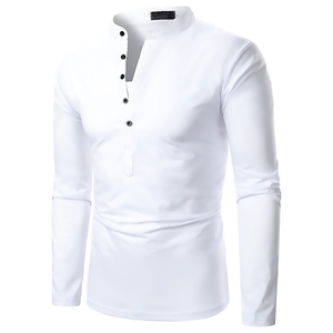 Vêtements pour hommes de haute qualité, personnalisés, à manches longues, col montant, fermeture à boutons, style décontracté, en coton molletonné, respirant, séchage rapide - Product Image 5