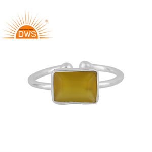 ธรรมชาติสีเหลือง Chalcedony พลอยแหวนเครื่องประดับขายส่งของแข็งเงินแท้925ปรับแหวนเครื่องประดับผู้ผลิต - Product Image 1
