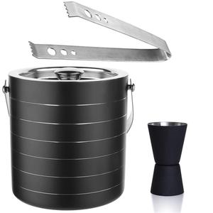 Seau à glace isolé en acier inoxydable à double paroi avec couvercle et pince à glace incluse Passoire pour garder la glace froide et sèche - Product Image 1