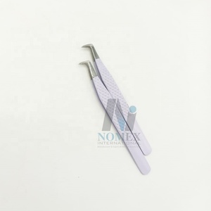 Pince à épiler pour extension de cils de volume russe de type L violet clair outil de beauté à pointe pointue en acier inoxydable durable - Product Image 2