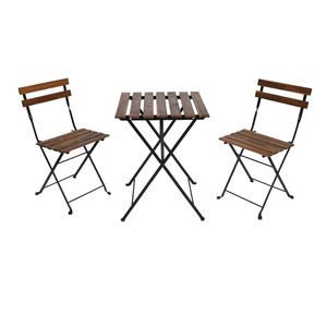 Ensemble de chaises pliantes en bois d'acacia massif pour repas en plein air, cour et appartement - Product Image 1