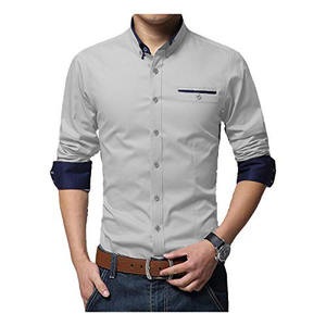Camisa de manga larga de algodón para hombre, ropa de oficina, camisas informales formales, estampado de color personalizado, ropa de manga larga de seda/algodón - Product Image 3