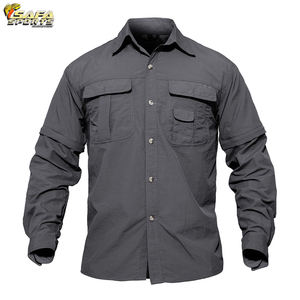 เสื้อเชิ้ตแขนสั้นสำหรับผู้ชาย,เสื้อเชิ้ตสำหรับผู้ชายเสื้อยุทธวิธีล่าสัตว์หลายกระเป๋าสำหรับเดินป่าแห้งเร็ว - Product Image 3