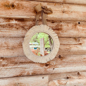 Décoration d'intérieur, article fait main de haute qualité, miroir mural en macramé, élégant - Product Image 1