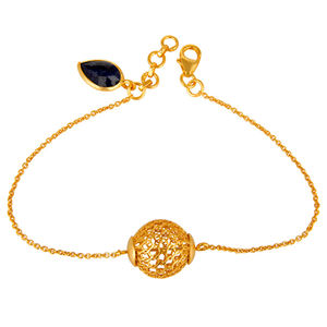 Pulsera de piedras preciosas de zafiro azul para mujer, proveedor de joyería, diseñador de bolas, Plata de Ley chapada en oro de 18k, venta al por mayor - Product Image 3