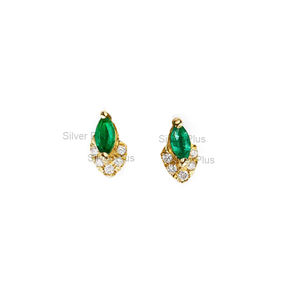 Pendiente personalizado chapado en oro de Plata de Ley 925 sólida, pendientes de tuerca minimalistas de piedras preciosas de Zirconia cúbica - Product Image 1