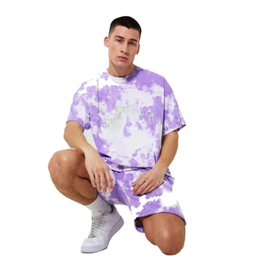 2022 Men's Summer <b>Suits</b> Plus Size Tie Die Printed Tee <b>Shirts</b> and Shorts With Custom Logo Printings - Product Image 3