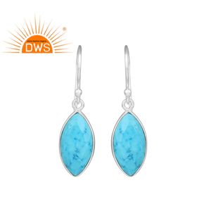 Pendientes de plata de ley 925 con gemas turquesas, joyería fina con cierre de gancho, para mujeres - Product Image 1