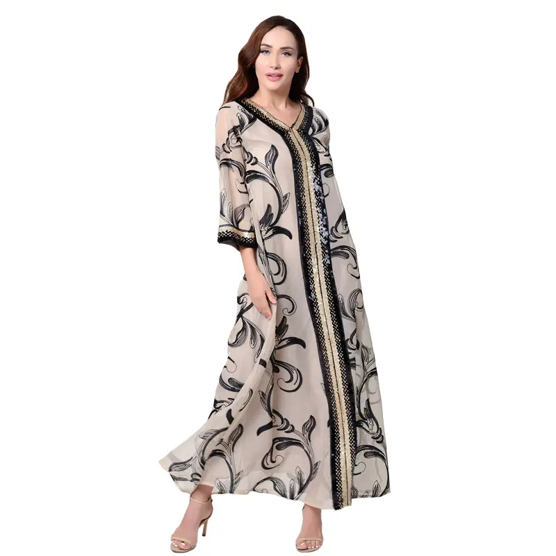 Hot Selling Plus Size Muslim Fashion Abaya Dubai Kaftan Dress Desigins Dubai Moroccan Turkish Islamic Clothing Wholesale