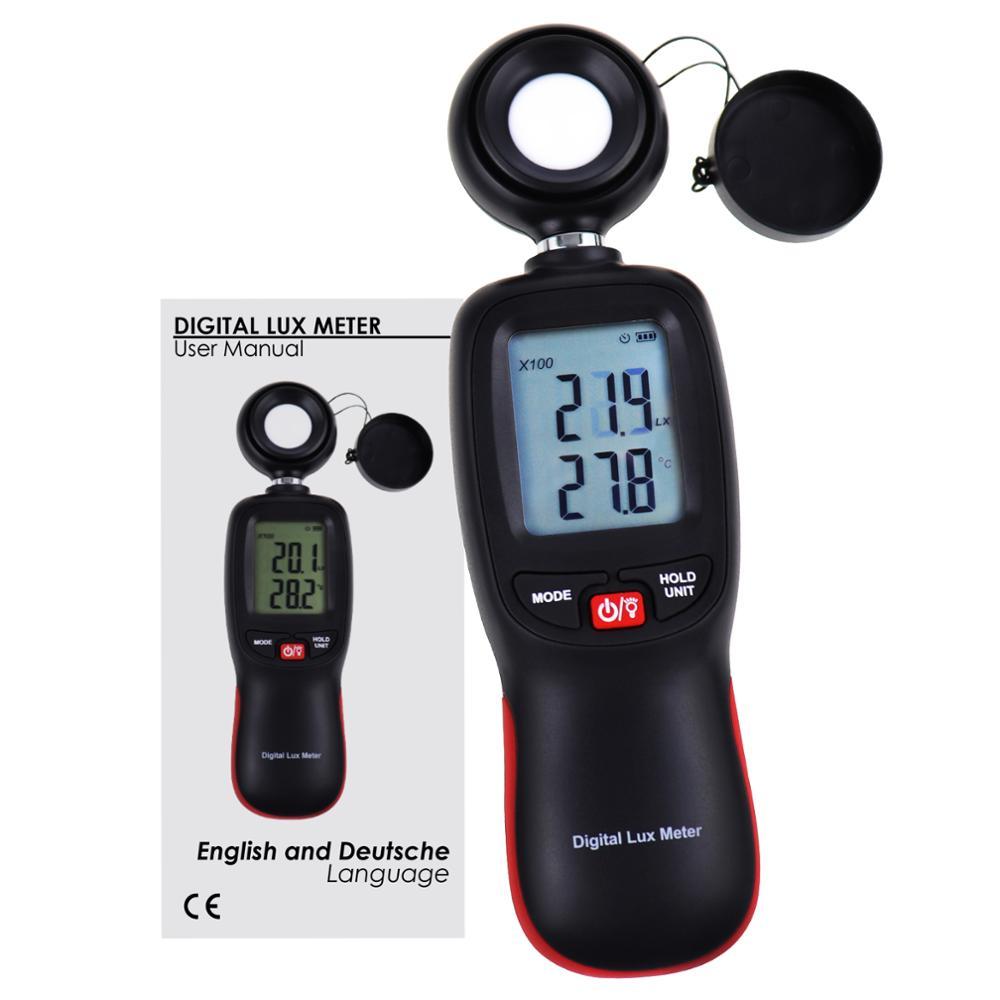 Luxmètre Numérique Testeur de Lumière Photomètre jusqu'à 200,000 Lux Radiometer Luxmètre Portatif Posemètre w/Thermosistor Sonde