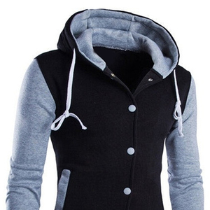 lettermen <b>jacket</b> style <b>fleece</b> pullover button style hoodie for men - Product Image 3