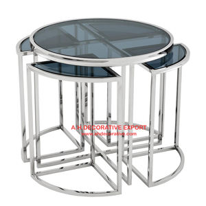 Table basse en métal de conception découpée au Laser, meubles décoratifs en métal pour la maison et le salon, Table latérale et centrale décorative en or fini - Product Image 5