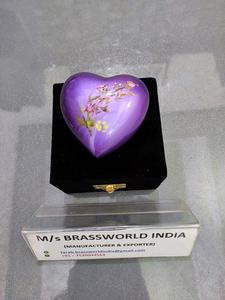 Urna Funeraria de Aluminio con Cara de Gato Pintada a Mano, Corazón Morado, Estilo Americano, Recuerdo para Mascotas, Brassworld India - Product Image 6