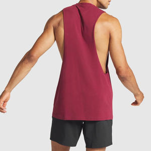Custom Men's Gym Singlet Workout Tank Top Lightweight Breathable Cotton Knitted Weave Casual Style with Curved Hem - Product Image 2