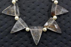 Qualité géniale 1 brin de cuivre naturel Rutile pierre précieuse à facettes forme de Triangle perles de Briolette cheveux véritable Quartz - Product Image 4