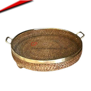 Bandeja de mimbre de perlas para madre, accesorio de lujo hecho a mano para hoteles de boda - Product Image 2