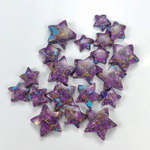 Pierre précieuse naturelle en turquoise cuivre violette en forme d'étoile, cabochon plat, calibrée, pour bijoux, bagues, pendentifs, pierre de naissance, vente en gros - Product Image 2