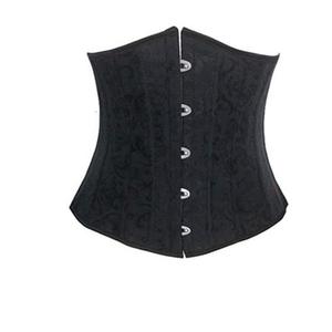 Women Body Shapewear Black Satin Under Bust Victorian <b>Corset</b> <b>Cupless</b> Mystic Steel Boned Bustier Top - Product Image 4