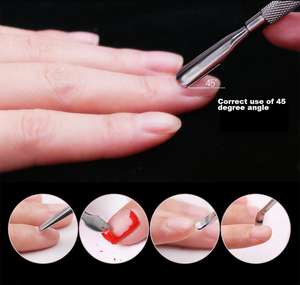 Juego de manicura profesional para el hogar de 3 piezas con empujador de uñas de acero inoxidable con componentes de metal de cristal Material PET hecho DIY - Product Image 6