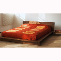 Muebles de Dormitorio Indios de Diseño Moderno, Cama Baja King Size de Madera Maciza de Sheesham, Cama Suave Plegable para Uso en Casa, Apartamento u Hotel