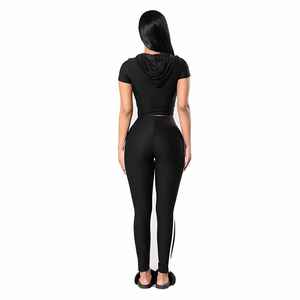 Best Quality Women's Tracksuits With Stripes Design Black Color With Customized Logo - Product Image 3