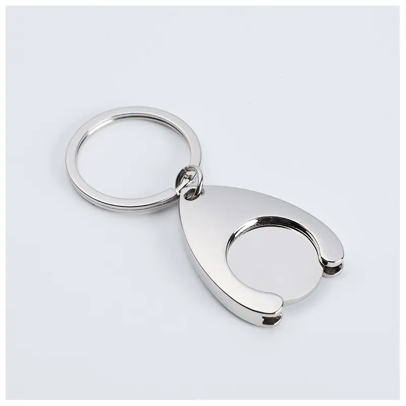 בתפזורת מתכת כרטיס מחזיק Keychain ריק אסימון אירו קניות עגלה מפתח שרשרת טבעת בולט מטבע מחזיק Keychain עבור חריטה