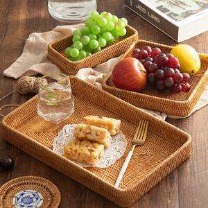 Plateau de service décoratif en rotin de style moderne fait à la main pour la décoration de cuisine et le service panier en osier - Product Image 3