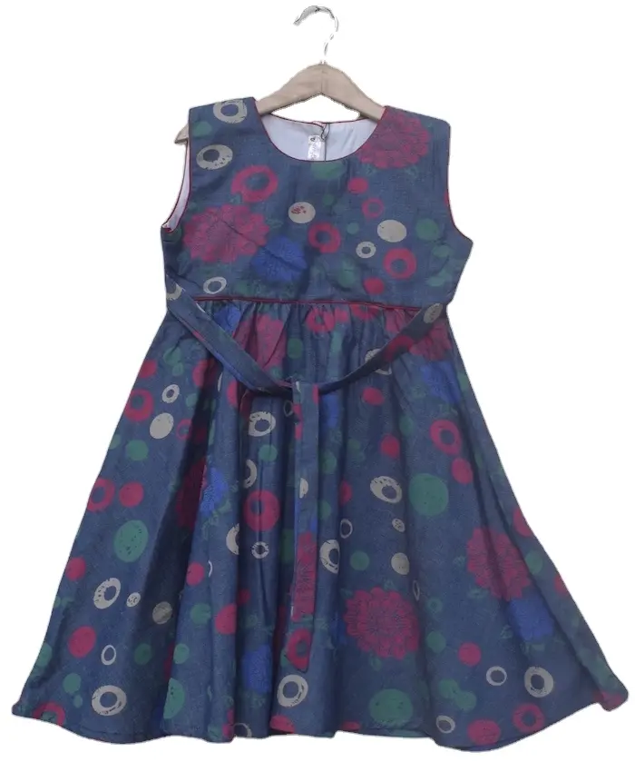아기 소녀 100% 면 드레스 세트, 아기 소녀 면 인쇄 새로운 디자인 유행 frock 디자인