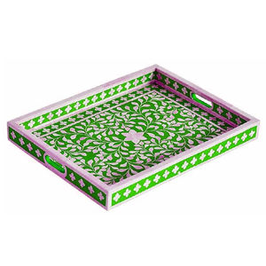 Bandeja con incrustaciones de hueso para servir, bandeja de resina con diseño Floral para decoración de cocina, acentos para el hogar Axiom, venta al por mayor - Product Image 5