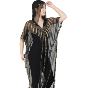 Work Front Open Lose Maxi Dress Style Heavy Hand Embroidery Most Popular Hooded in Net Best Selling Dubai Moroccan Style Woman