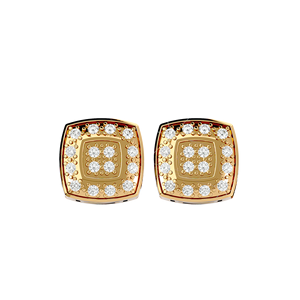 Pendientes de Diamantes Naturales de 1/2 Quilate de Primera Calidad en Oro de 10K |   Diseño de Halo Cuadrado en Racimo, Joyería Fina Unisex para Hombres y Mujeres - Product Image 1