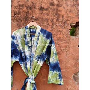 Robe de nuit en coton multicolore style kimono pour femmes Robe de nuit longue hippie Peignoir indien Vente en gros Maxi Tie Diy Print - Product Image 6