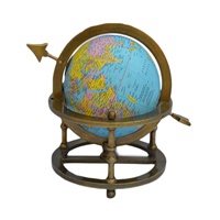 Globo de mapa del mundo de aluminio de alta calidad, acabado pulido, plateado Color/Negro, diseño moderno para oficina, hogar, sala de estar, geografía