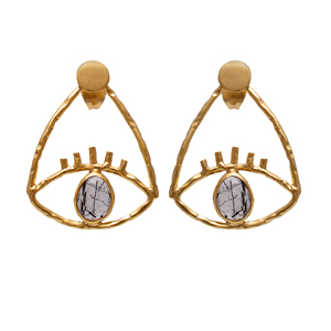 Pendientes de tuerca de ojo de piedra preciosa de rutilo negro pera genuina Plata de Ley 925 sólida joyería hecha a mano regalo de Casa de Plata - Product Image 1