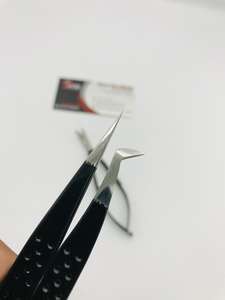 Pince à épiler d'extension de cils à poignée à point noir Volume classique en acier inoxydable durable en fibre inoxydable cils optimaux pointus - Product Image 4